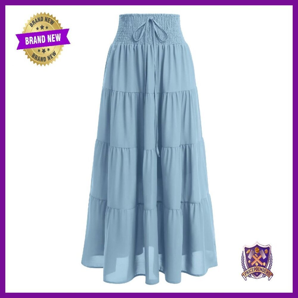 Convertible Maxi Skirt Dress with Elastic Waist & Drawstring
